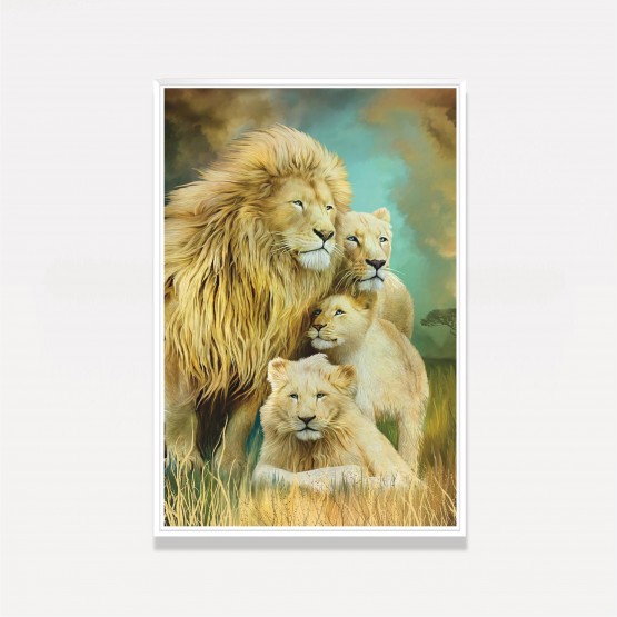 Quadro Decorativo Família de Leões Artístico