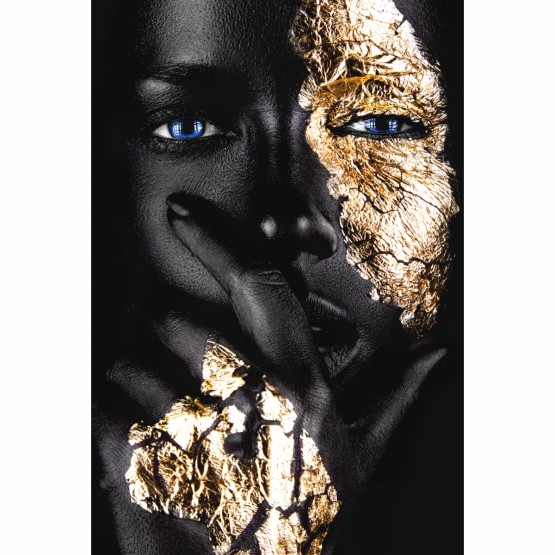 Quadro Mulher Negra Decorativo Fashion Moderno Detalhes Dourados