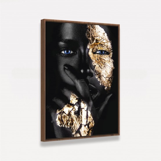 Quadro Mulher Negra Decorativo Fashion Moderno Detalhes Dourados