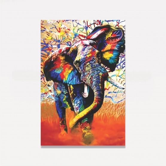 Quadro Decorativo Elefante Artístico Colorido