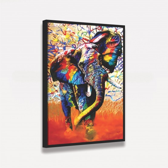 Quadro Decorativo Elefante Artístico Colorido