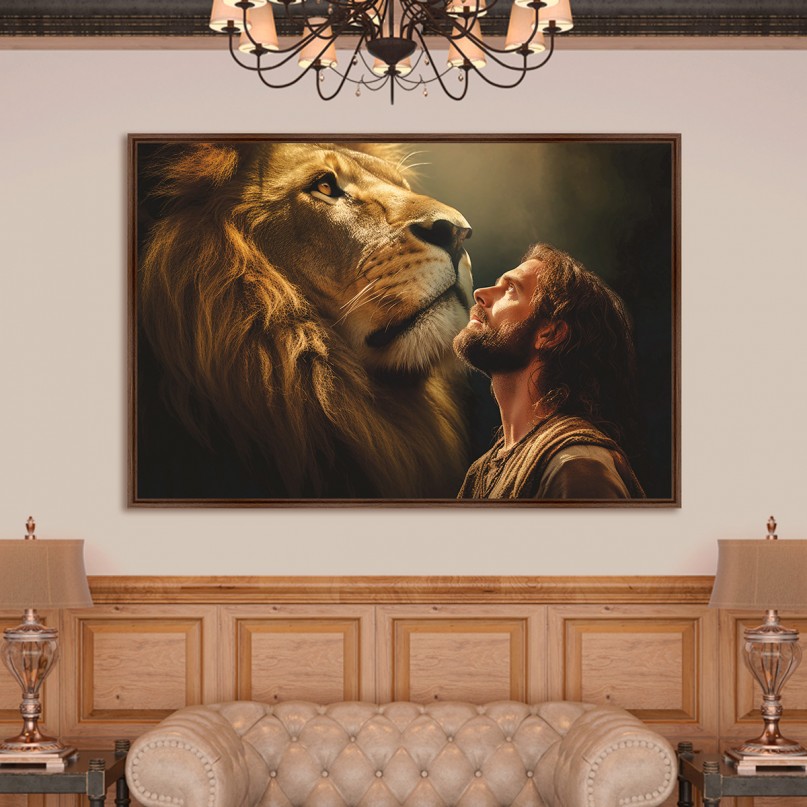 Quadro Representação Rei Leão e o Salvador Jesus