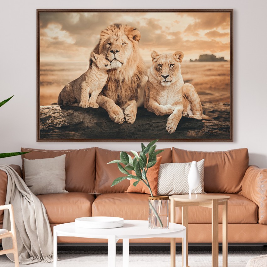 Quadro Família de Leões 1 Filhote Artístico