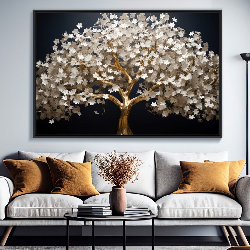 Quadro Árvore da Vida Dourada e Branca