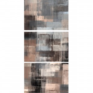 Quadro Abstrato Requinte Tons de Marrom Vertical - 3 Peças