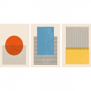 Quadros Abstratos Trio Formas Minimalista decorativo