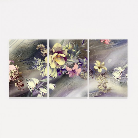 Quadro Abstrato Buquê de Flores Artístico Botânico
