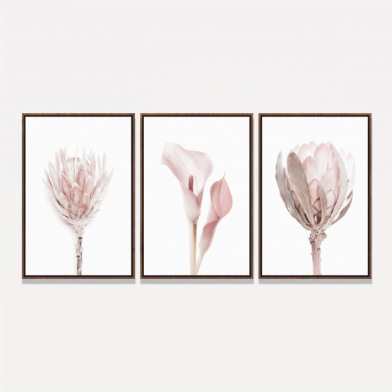 Kit Quadros decorativos Flores Rose - Delicate Set