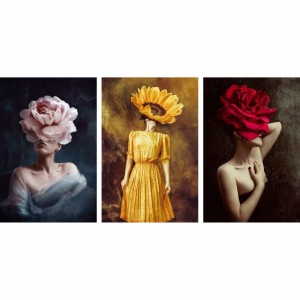 Quadro Mulheres em Arte - Set Womens With Flowers