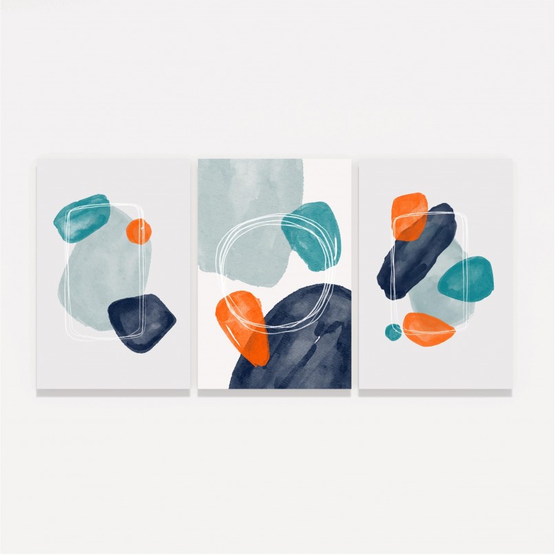 Quadros Abstratos Trio Scribbles and Shapes