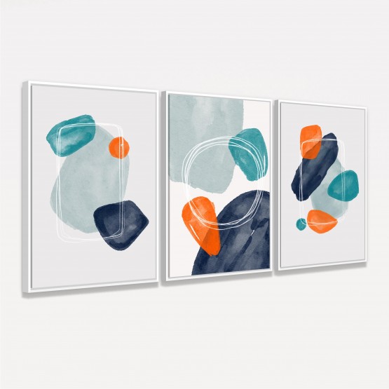 Quadros Abstratos Trio de Arte Moderna - Scribbles and Shapes