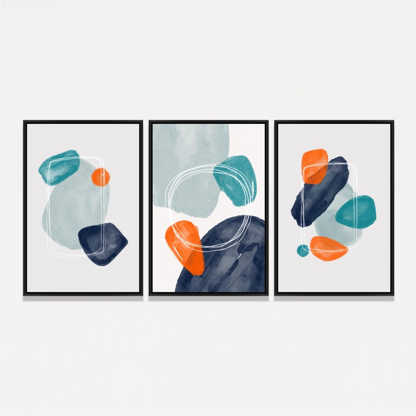 Quadros Abstratos Trio Scribbles and Shapes