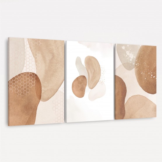 Quadro Abstrato Trio Terracota decorativo - Tons de Bege e Marrom
