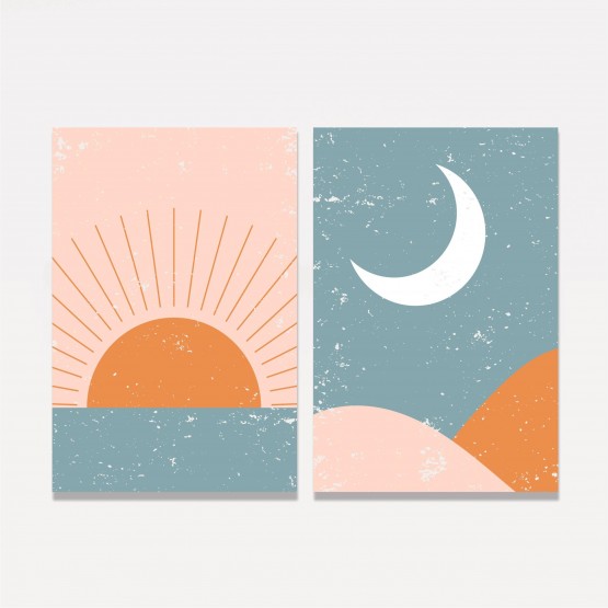 Quadro Abstrato em Arte - Duo Sol & Lua 