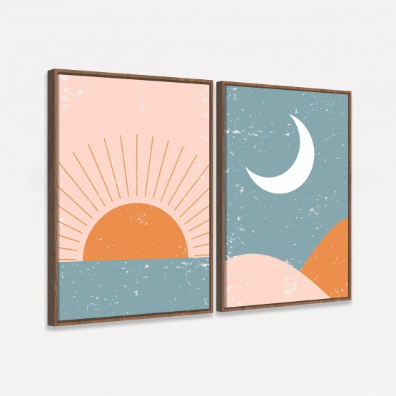 Quadro Abstrato em Arte - Duo Sol & Lua 
