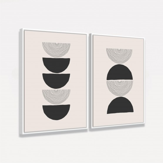 Quadro Moderno Abstrato Tons de Bege e Preto Duo 