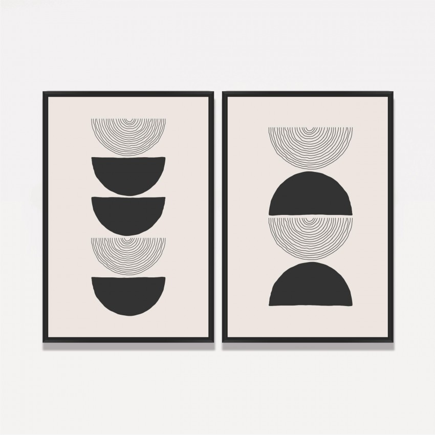 Quadro Moderno Abstrato Tons de Bege e Preto Duo 