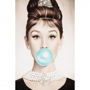 Quadro Audrey Hepburn Chiclete Azul
