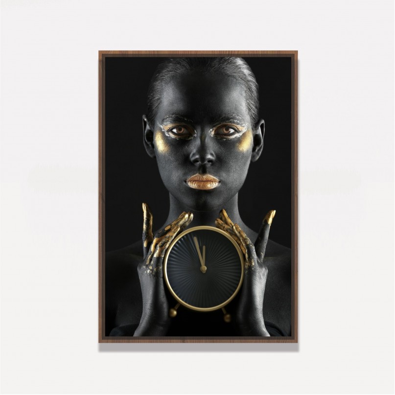 Quadro Mulher Golden Make Fashion - With Clock