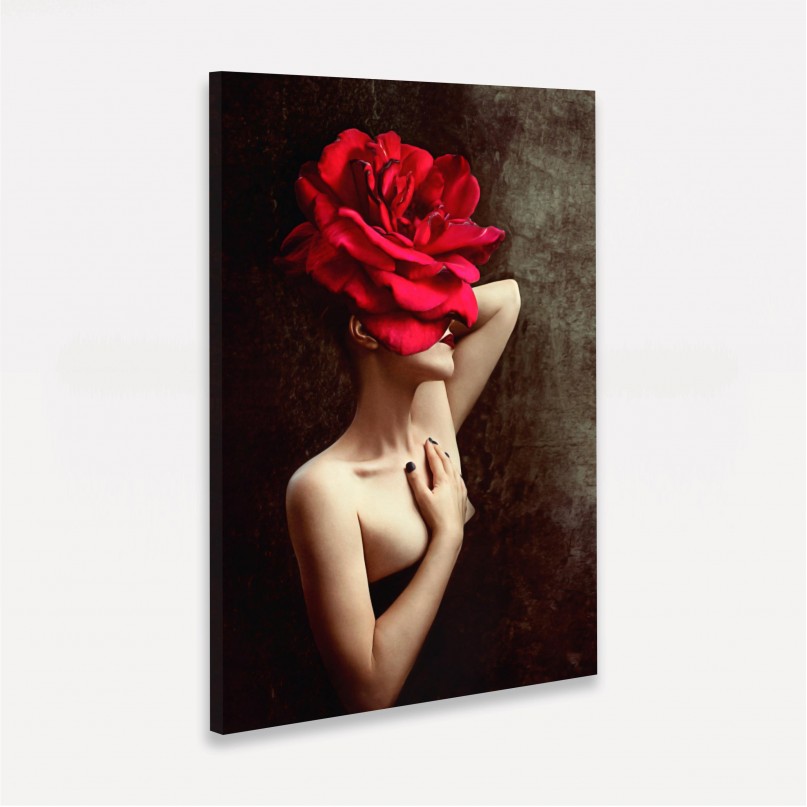 Quadro Mulher em Arte - With Rose Flower