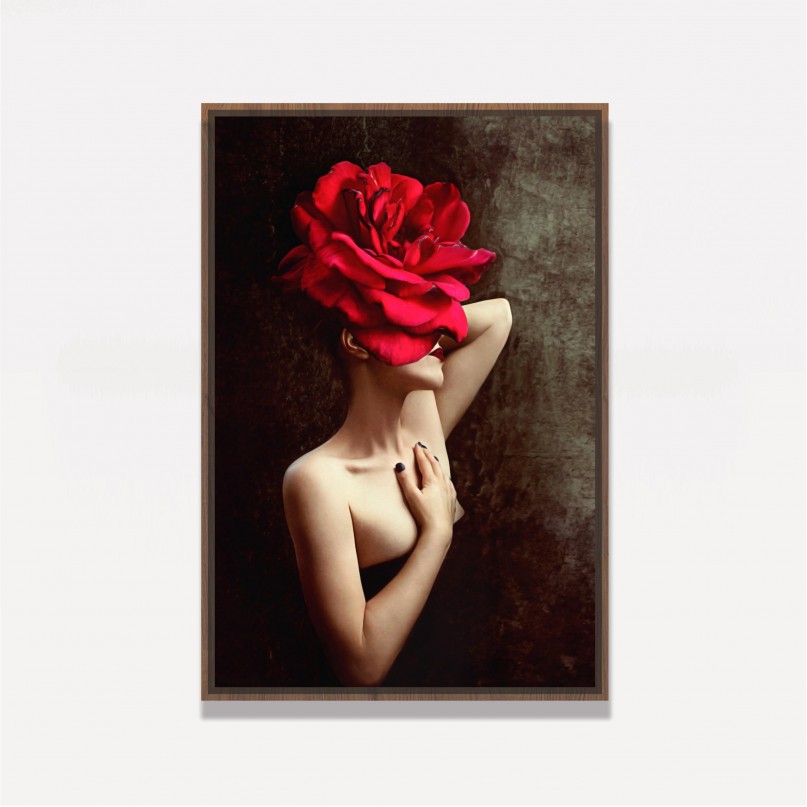 Quadro Mulher em Arte - With Rose Flower