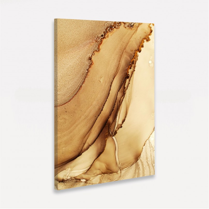 Quadro Abstrato Marmorizado Luxo Golden Vertical 