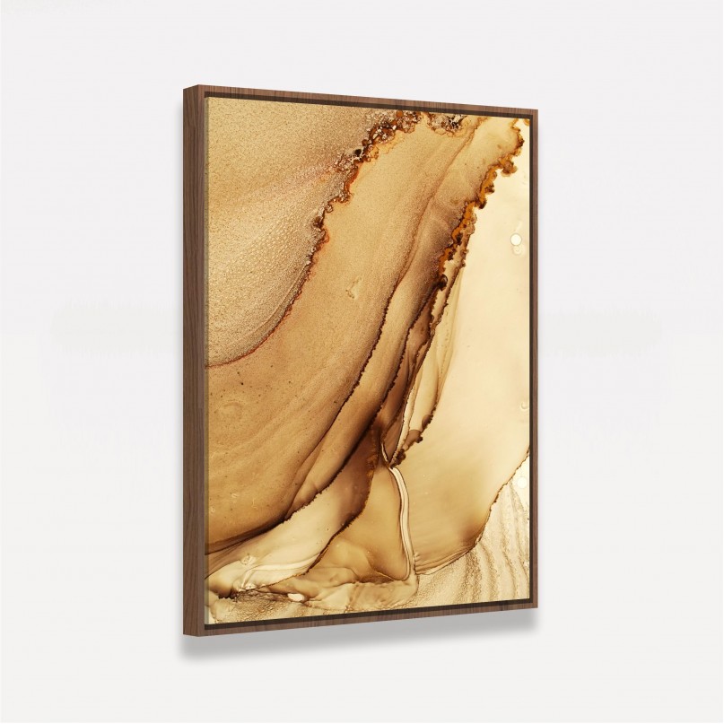 Quadro Abstrato Marmorizado Luxo Golden Vertical 