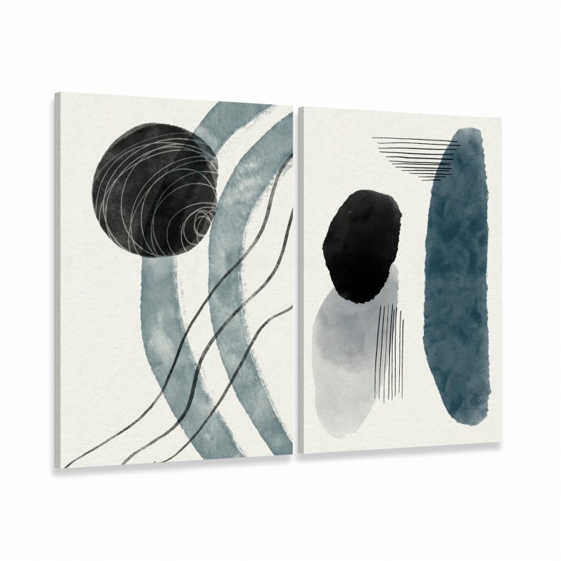 Quadro Abstrato em Arte Duo Grey - 2 Peças