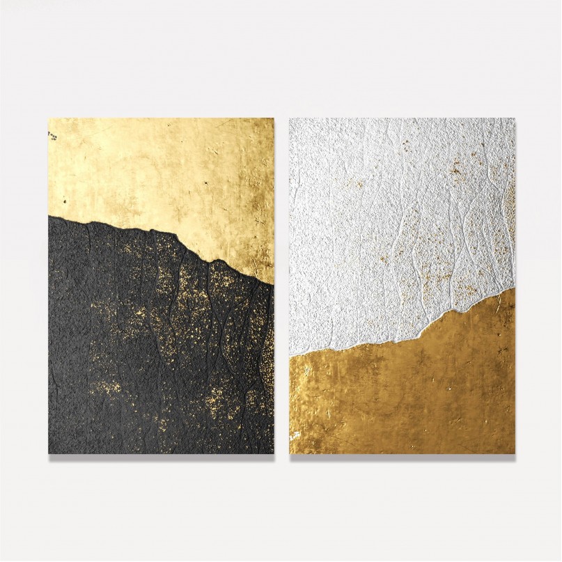 Quadros Abstratos Dourados Duo Rústico decorativo