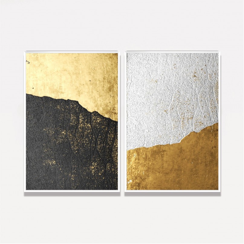 Quadros Abstratos Dourados Duo Rústico decorativo