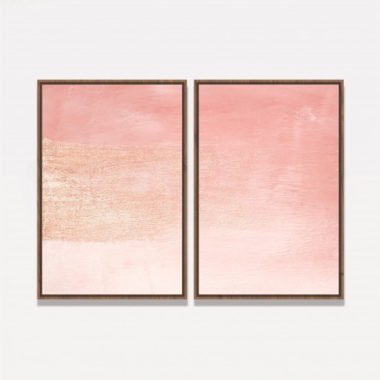 Quadro Abstrato Rosa Duo Minimalista Metálico