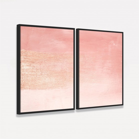 Quadro Abstrato Rosa Duo Minimalista Metálico