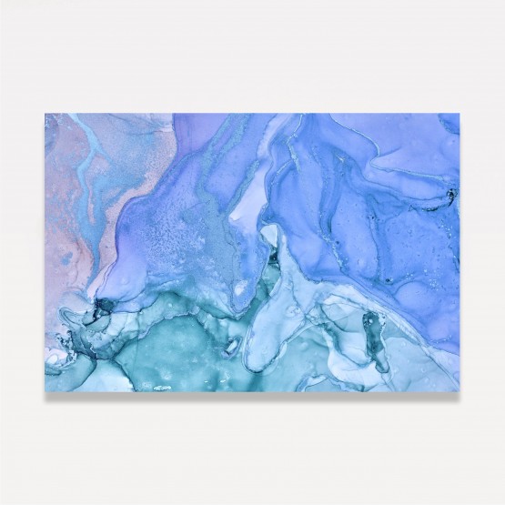 Quadro Marmorizado Tons de Azul Abstrato