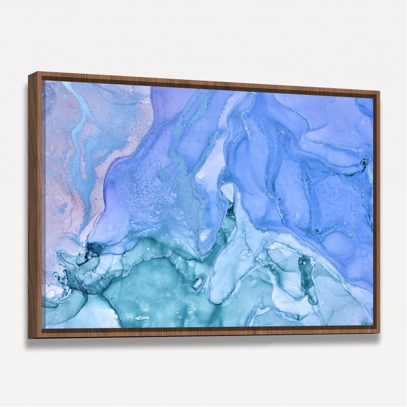 Quadro Marmorizado Tons de Azul Abstrato
