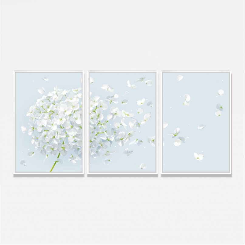 Quadro decorativo Flores Pétalas Brancas Clean