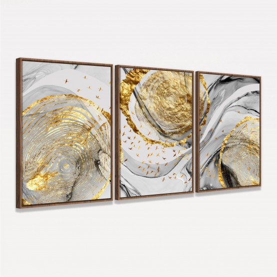 Quadro Abstrato Arte em Mármore - Modern Gold Leaves