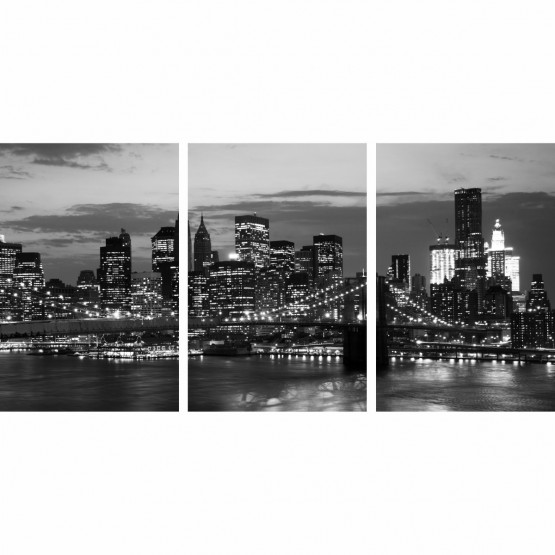 Quadro Cidade de Nova York Ponte de Manhattan - Preto e Branco