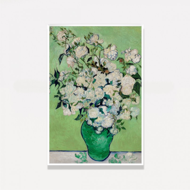 Quadro Iris e Rosas em um Vaso - Van Gogh