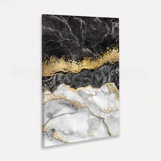 Quadro Abstrato Mármore Design Pedra Elegante Folha de Ouro