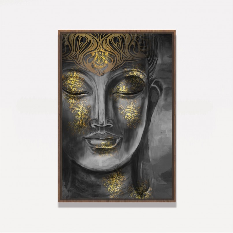 Quadro Buda Budismo Artístico Detalhes Dourados