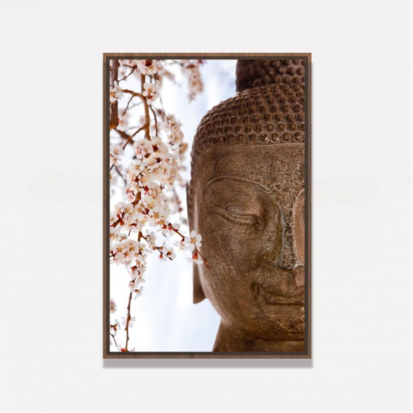 Quadro Buda e Flores de Cerejeiras Oriental