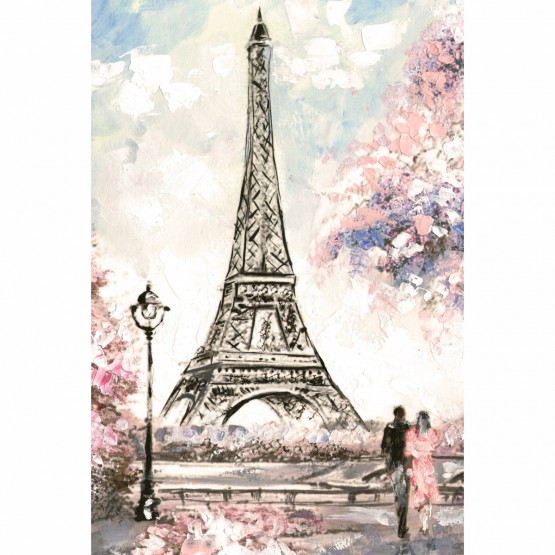 Quadro Artístico Caminhando em Paris - Detalhes em Rosa