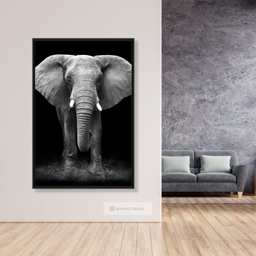 Quadro Elefante em Arte Preto e Branco