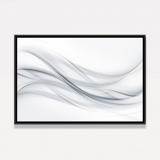 Quadro Abstrato Ondas Clean Cinza e Branco