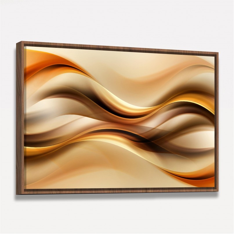 Quadro Abstrato Moderno Ondas Marrom e Dourado