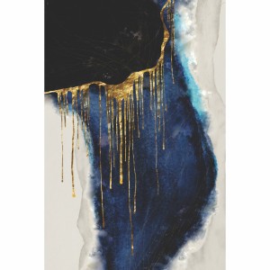 Quadro Abstrato Arte Moderna Fine Preto Azul Dourado