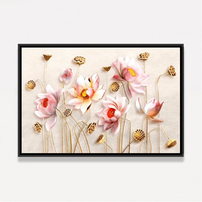 Quadro Flores em Arte Rosa Design Efeito 3D
