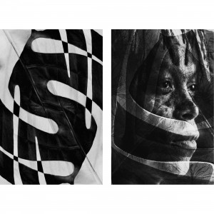 Quadro Abstrato African Man in Art Preto e Branco 2 Telas