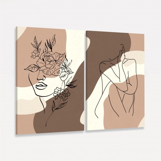 Quadro Mulher com Flores Traces and Thoughts 2 Telas