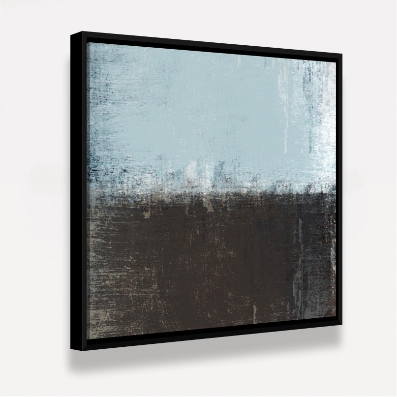 Quadro Arte Abstrata Pintura Moderna Preto com Azul